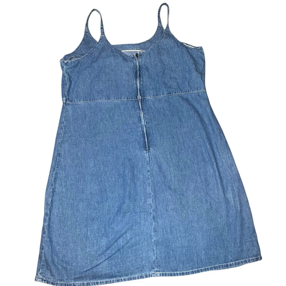 Y2K Faded Glory Denim Floral Embroidered summer mini sun summer dress size 16 - Picture 3 of 7